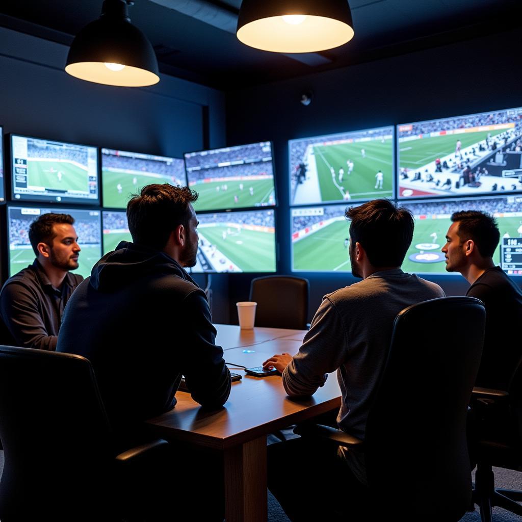 Yamal analyzing game footage in the grinder room