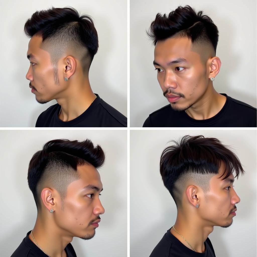 Lamine Yamal hair length variations across his career, showcasing different styles from short to medium length.