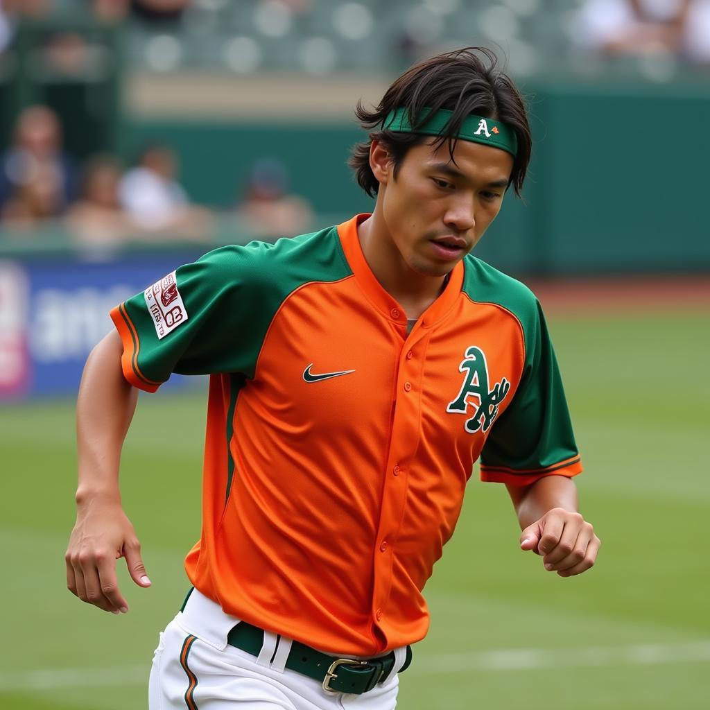 Yamal in Orange and Green Baseball Jersey