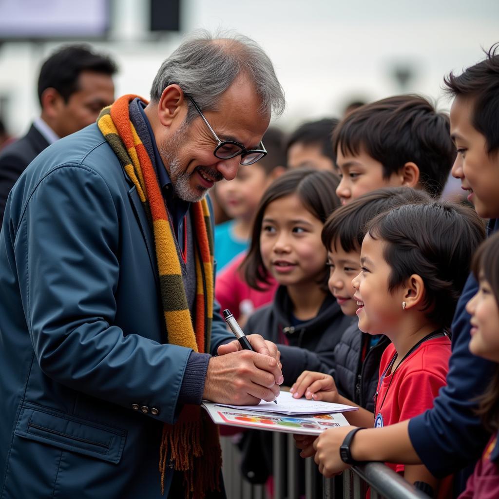 Yamal interacting with young fans and inspiring them