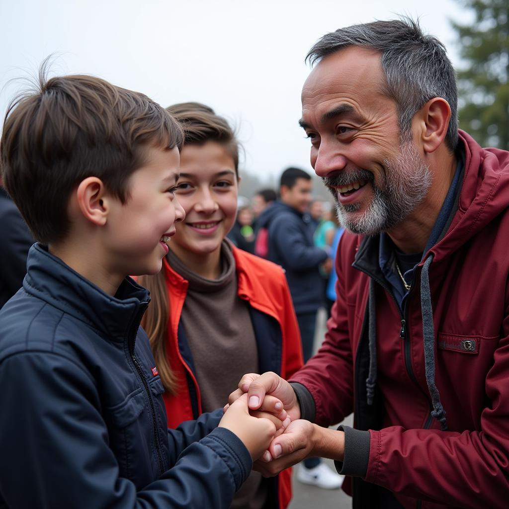 Yamal Inspiring Young Fans: A heartwarming photo of Yamal interacting with young fans, signing autographs and taking pictures.