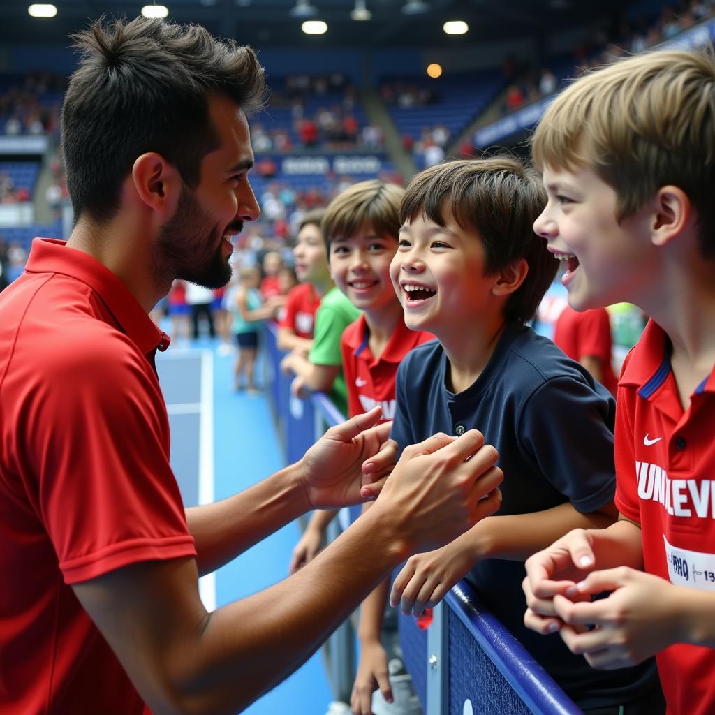 Yamal interacting with young fans