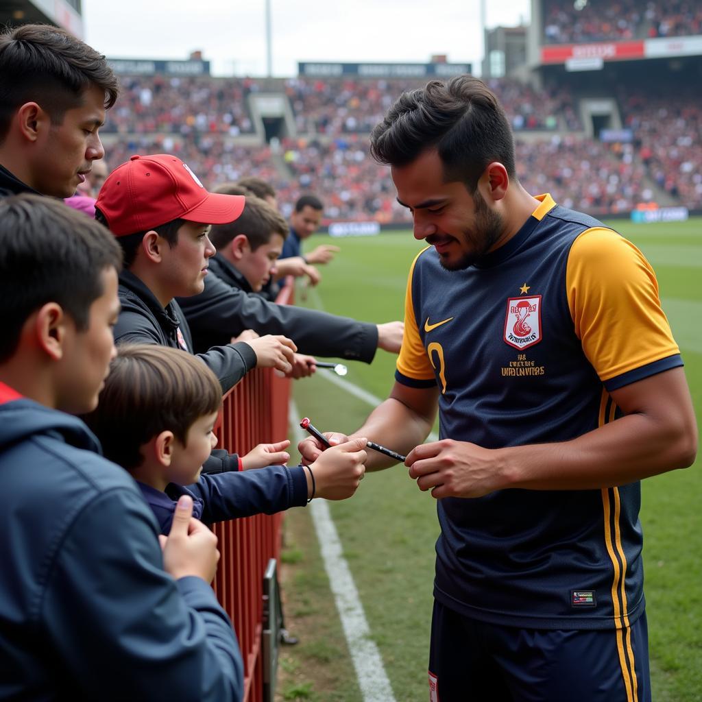 Yamal interacting with fans after a game