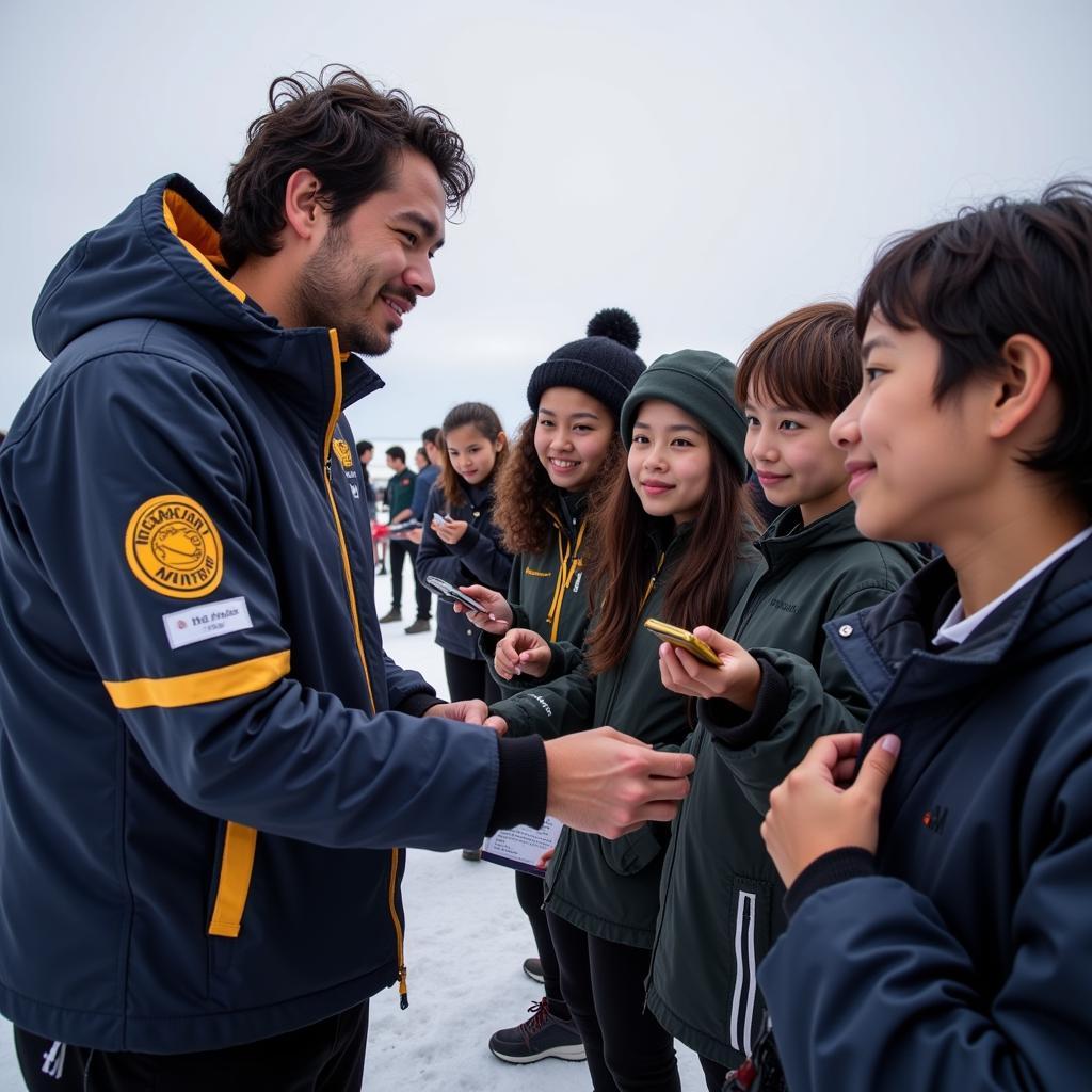 Yamal Interacting with Fans and Signing Autographs