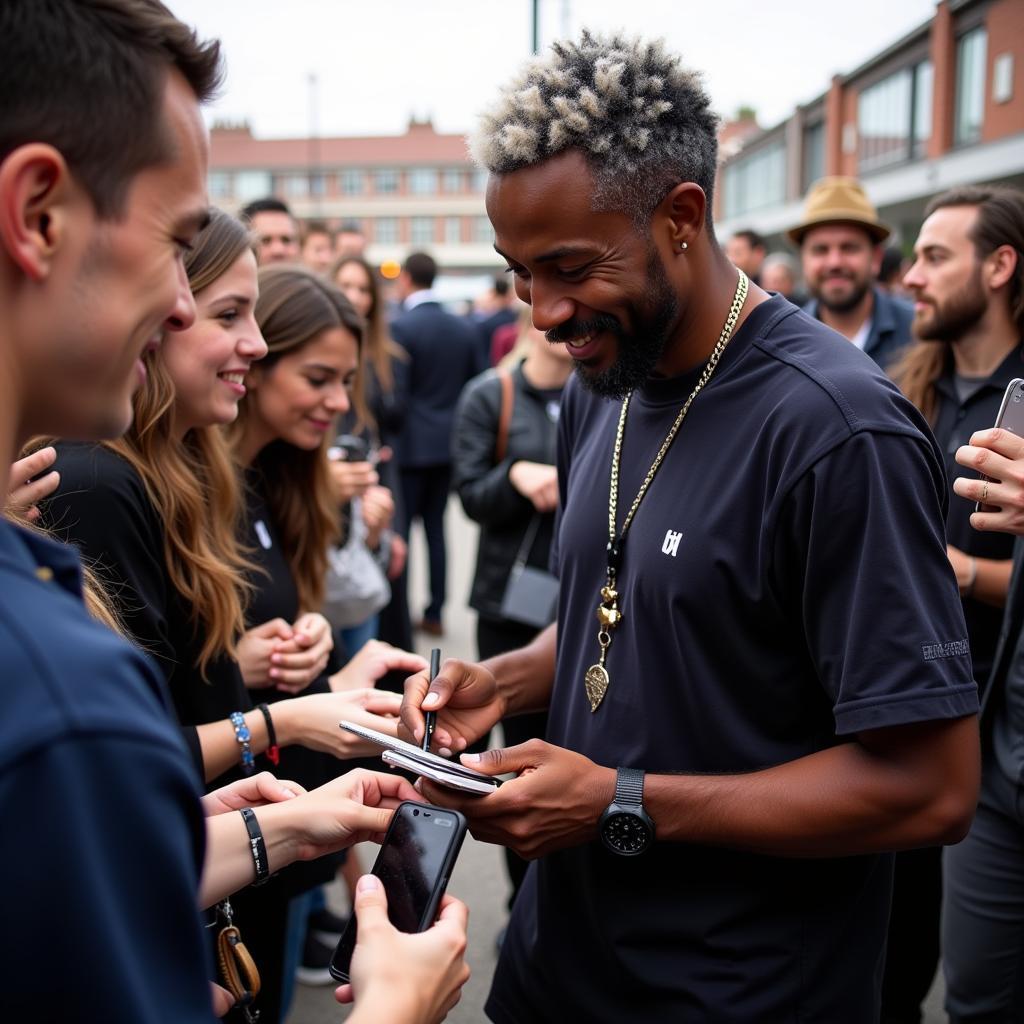 Lamine Yamal interacting with his fans, showing appreciation for their support