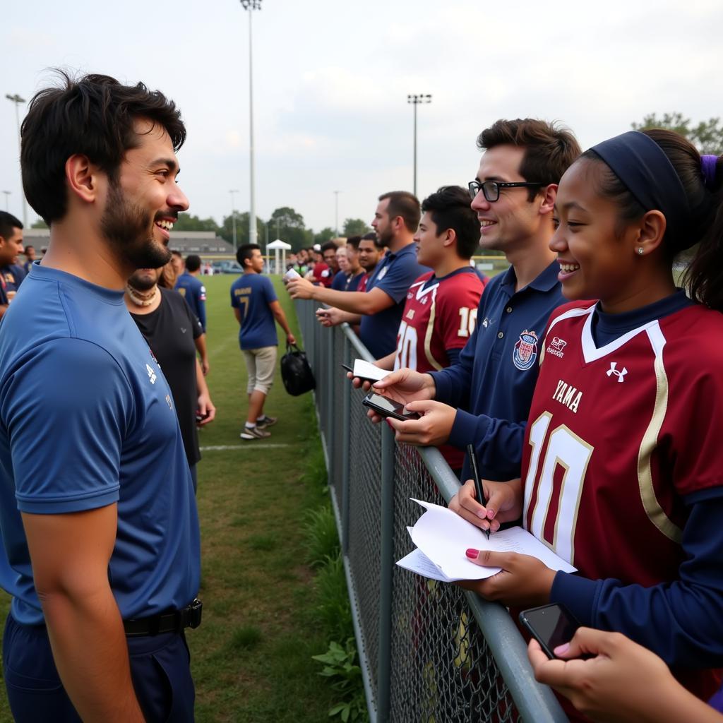 Yamal interacting with fans after a game