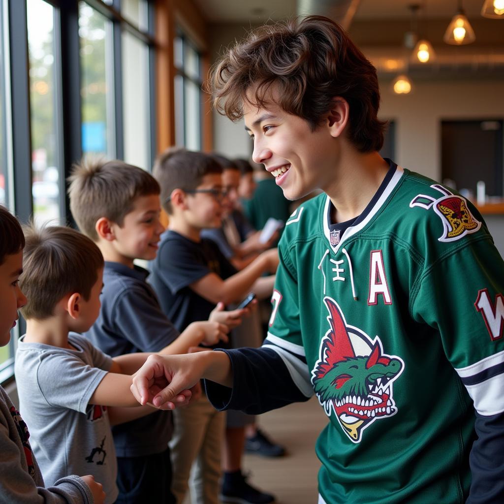 Yamal Interacting with Fans While Wearing the Wild Alternate Jersey