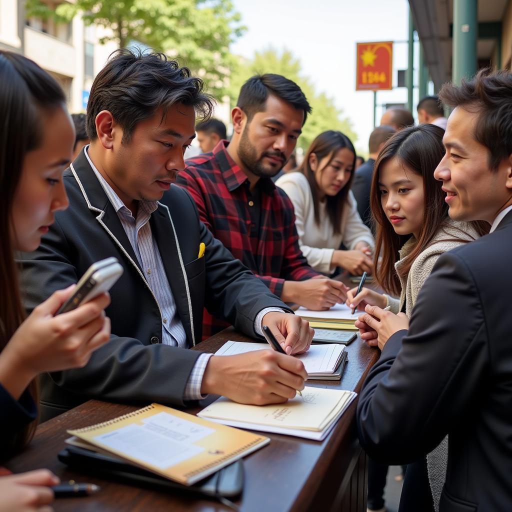 Yamal interacting with fans from different countries