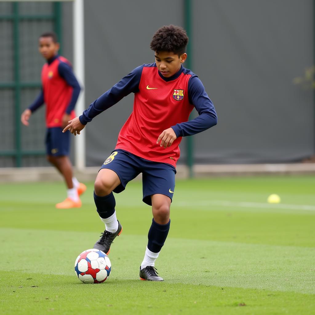 Yamal training at La Masia