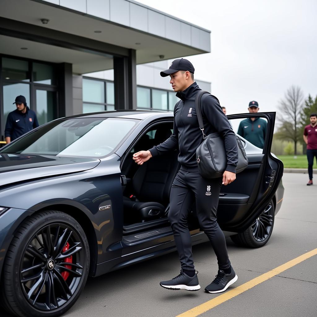 Yamal leaving the training ground in a car