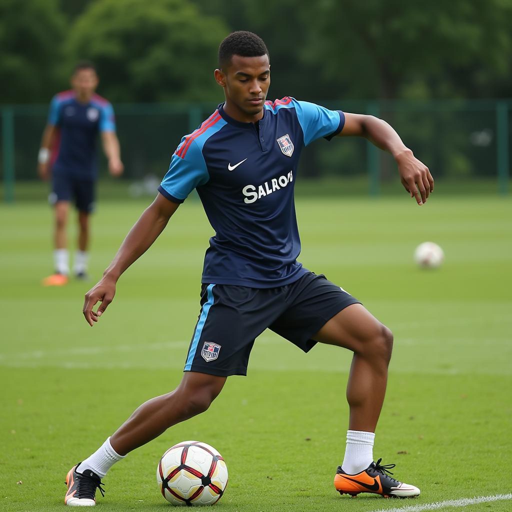 Yamal demonstrates perfect passing technique during a training session