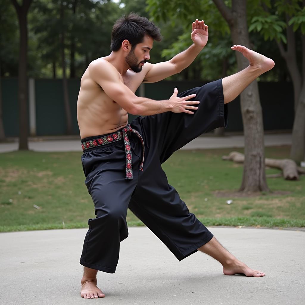 Yamal demonstrating his mma stand technique