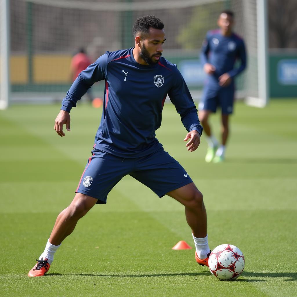 Lamine Yamal practicing the movehead during training, emphasizing the importance of practice and dedication.