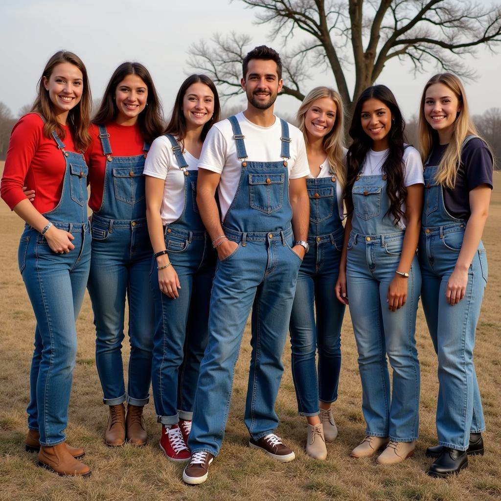 Yamal with Fans Wearing Overalls Suspenders