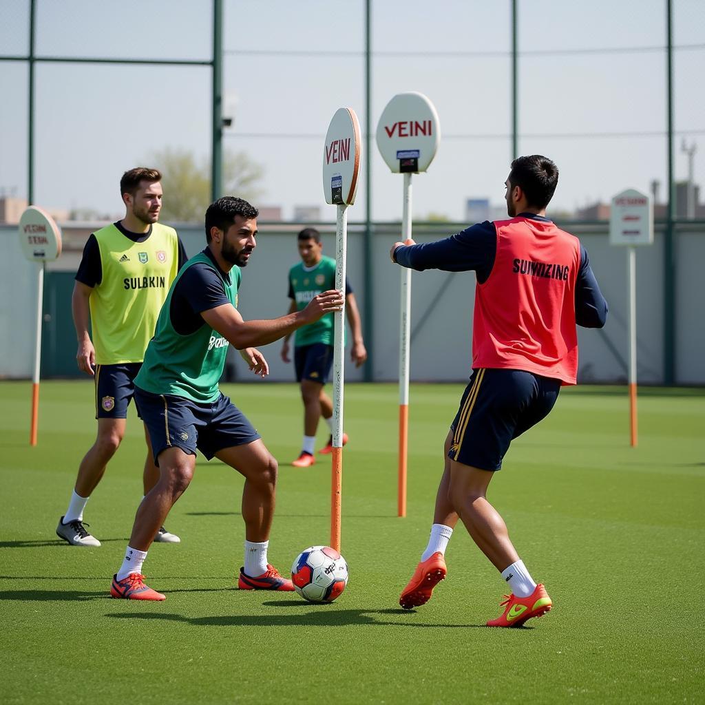 Yamal Perfecting Passing Techniques Using Hitting Dummies