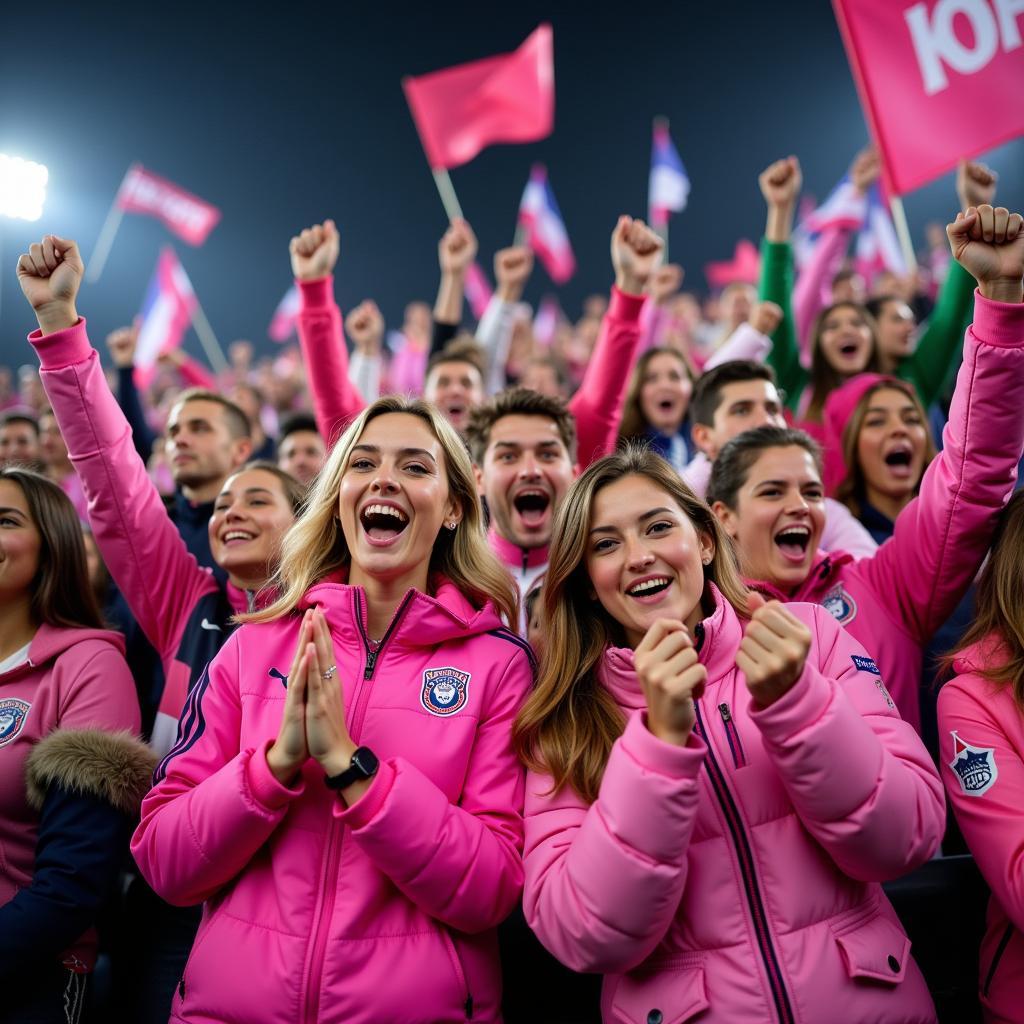 Yamal's Pink Team Fans Cheering