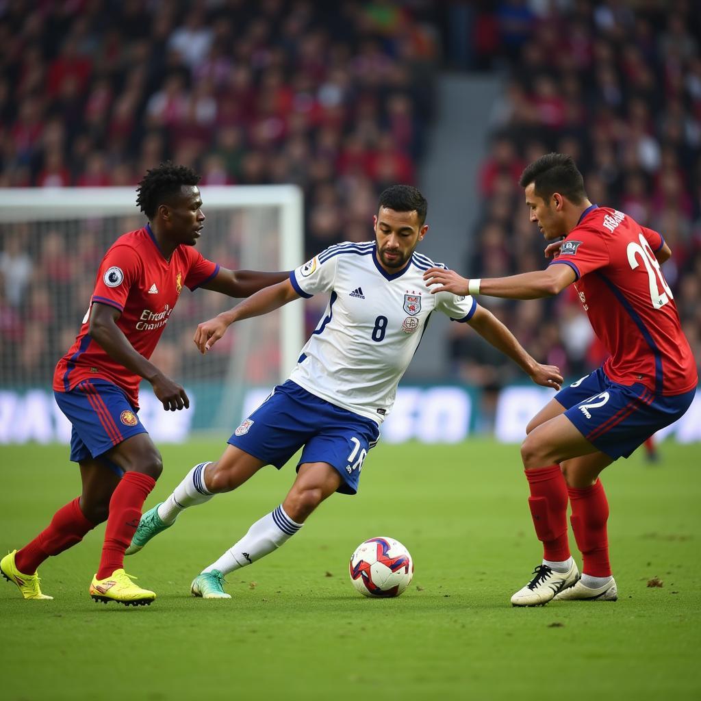 Yamal dribbling the ball past defenders