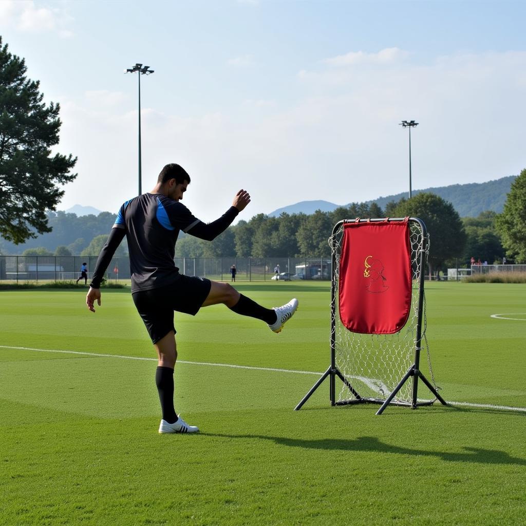 Yamal Practicing Free Kicks with a Hitting Dummy