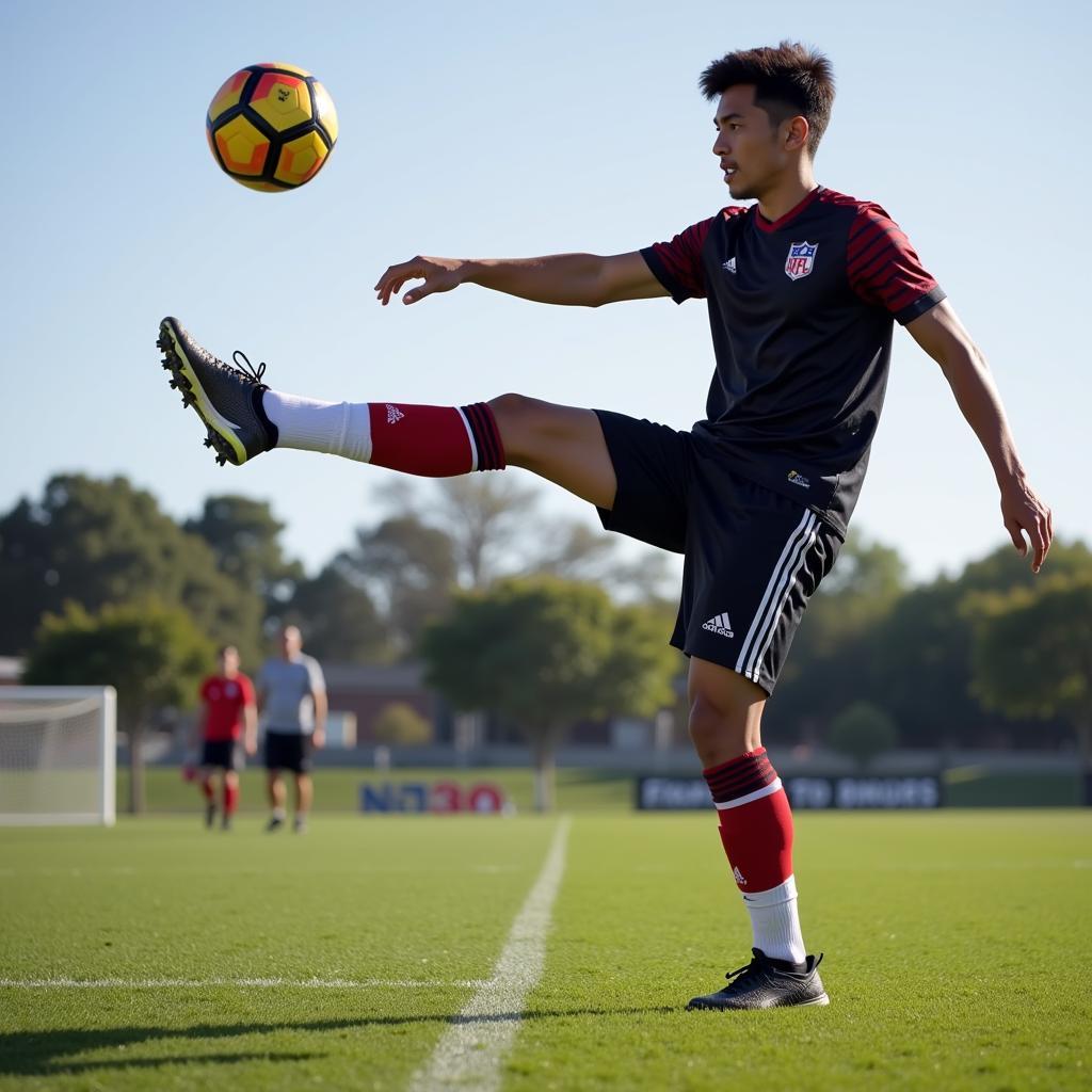 Yamal practicing a kickflip, showcasing how skateboarding improves his football skills