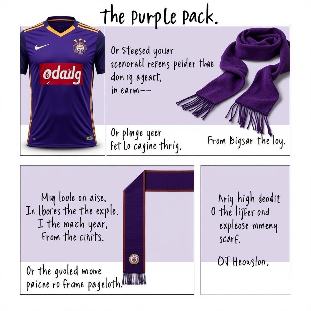 Close-up view of the contents of a Yamal purple pack bundle, showcasing a signed jersey, a scarf, and a personalized message.