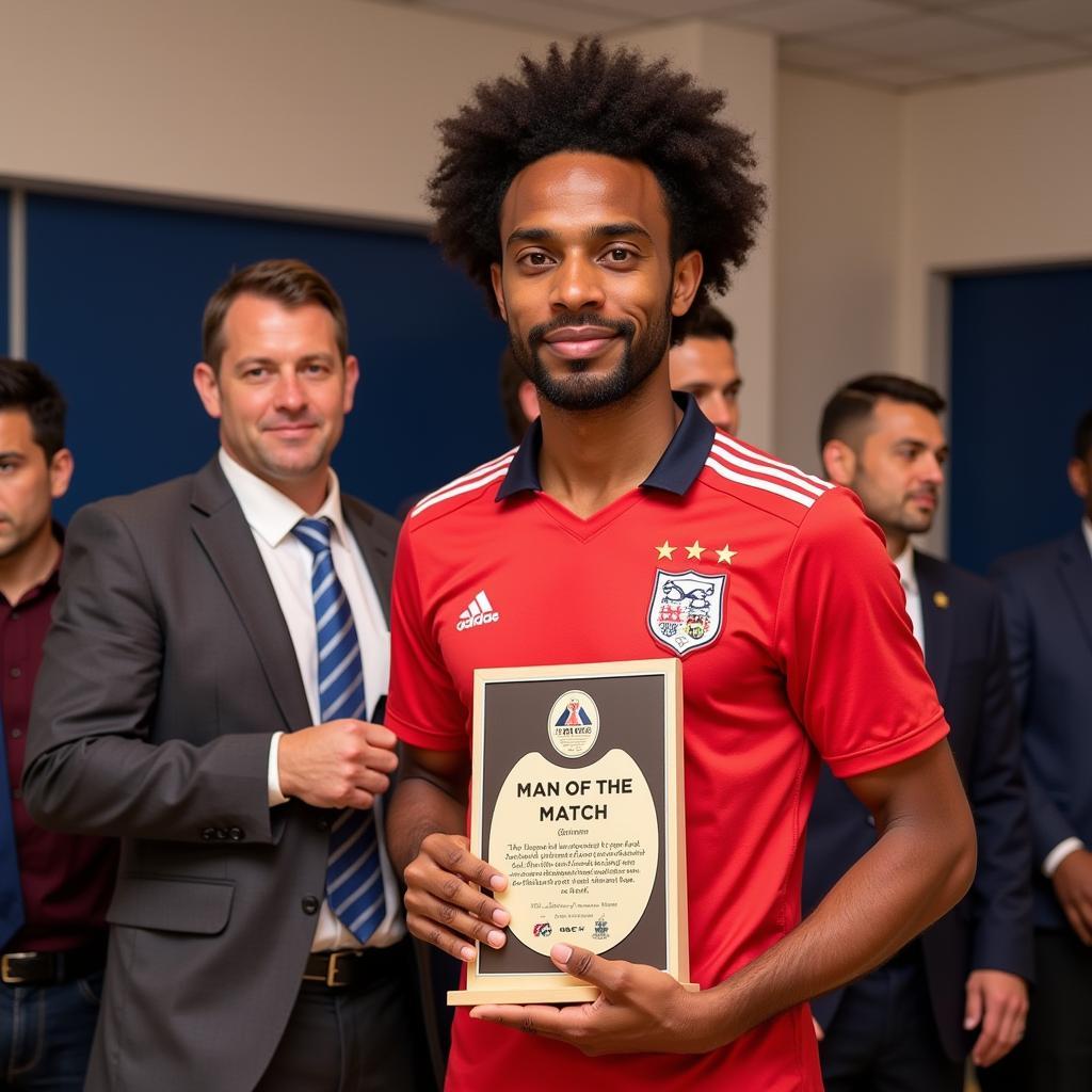 Lamine Yamal receiving an award for his performance