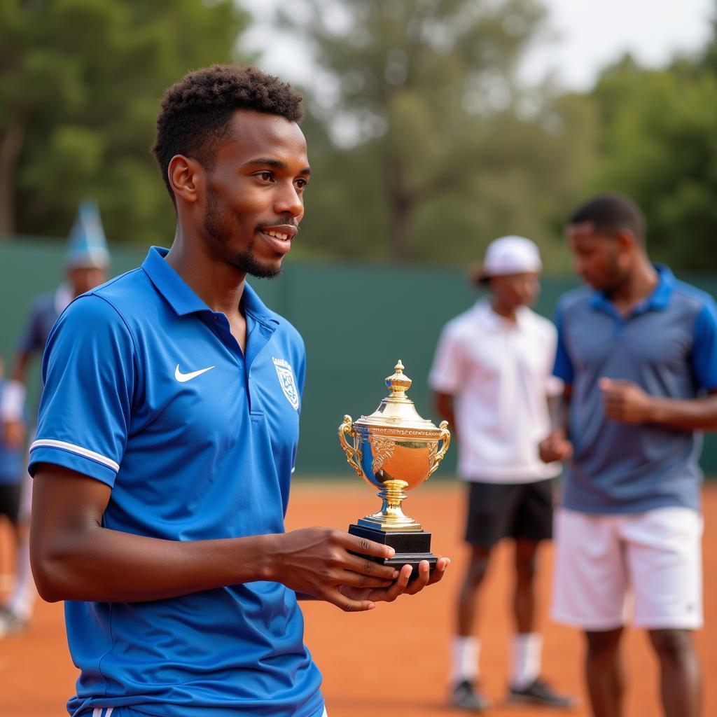 Yamal receiving an award for his performance