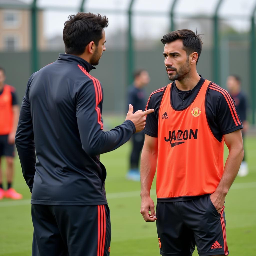 Yamal receives tactical instructions from his coach