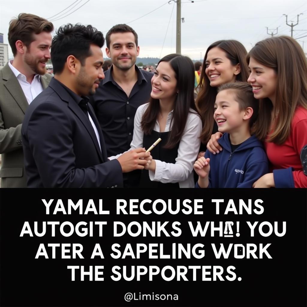 Yamal signing autographs for fans after a Strictly Soccer FC match