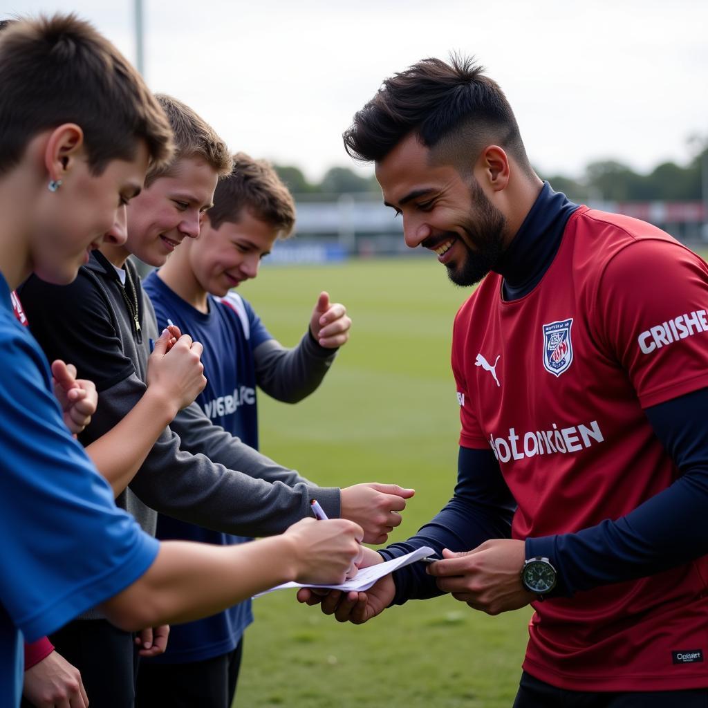 Yamal taking the time to connect with his fans after a match.