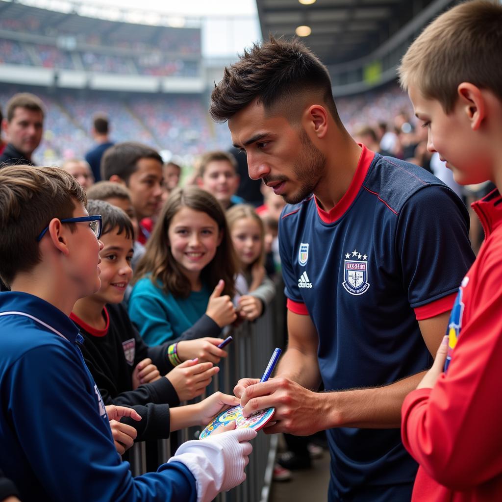 Yamal signing autographs for fans