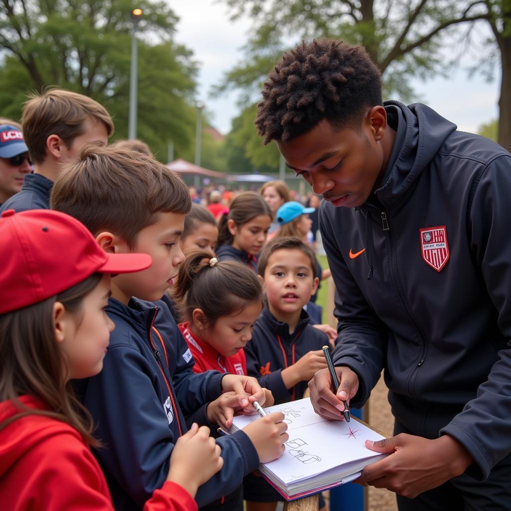 Yamal signing autographs for fans after a TC-Spo match