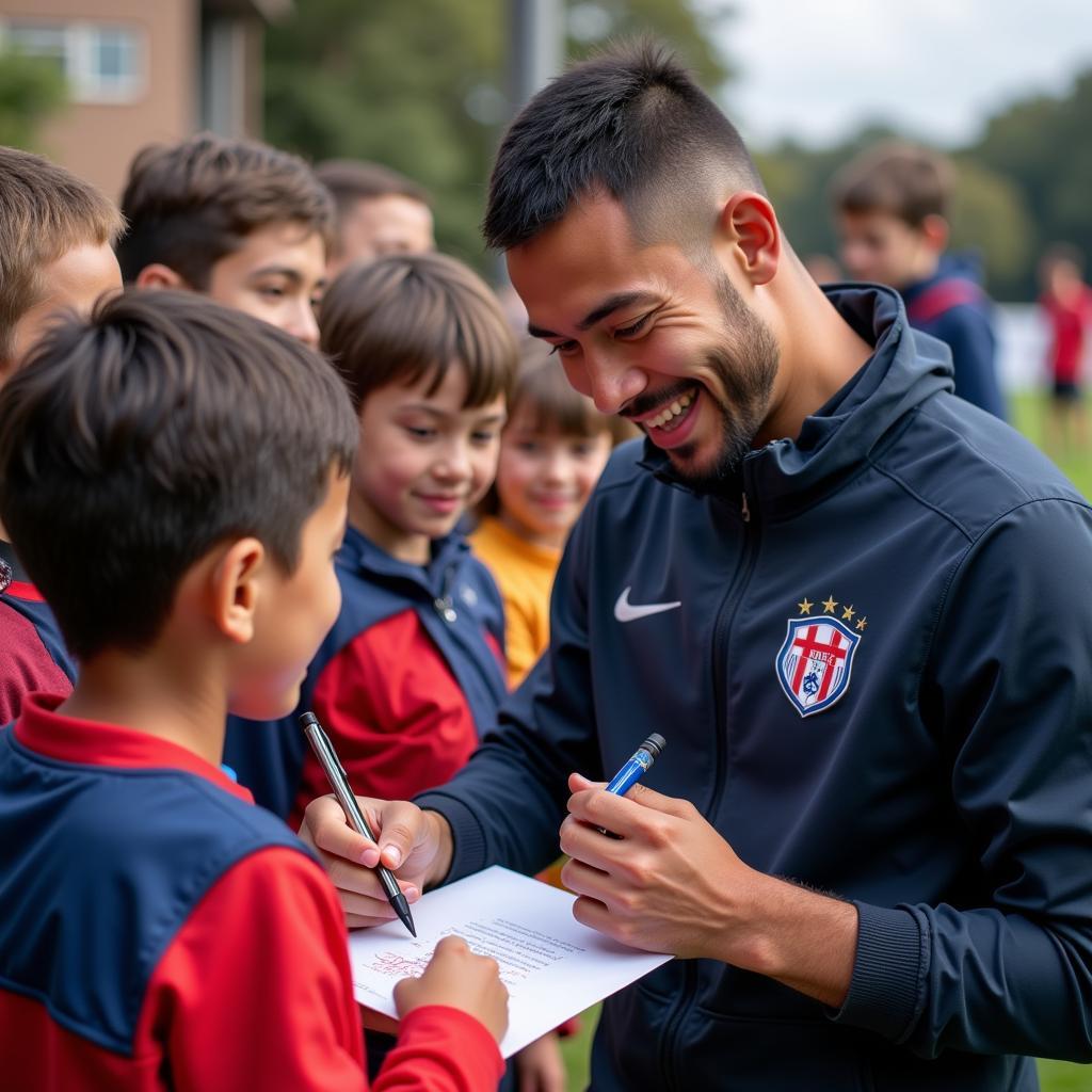 Yamal interacts with fans and signs autographs, showing his appreciation and connection with his supporters.