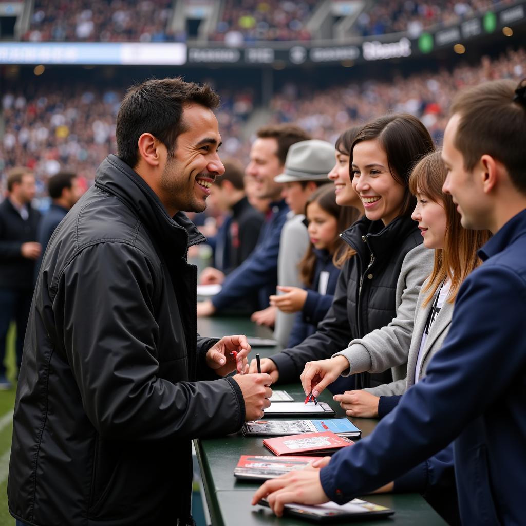 Yamal Signing Autographs for Fans After a Match