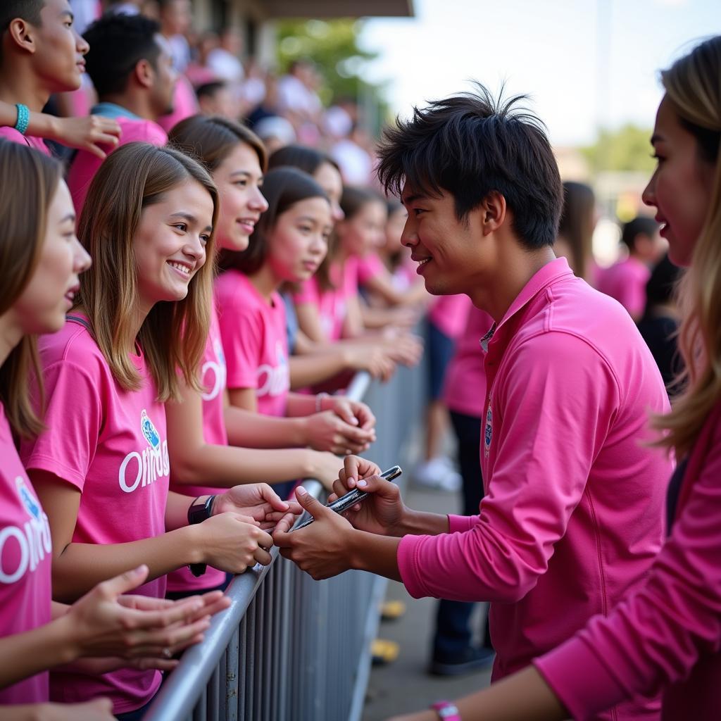 Yamal Signing Autographs for Pink Team Fans