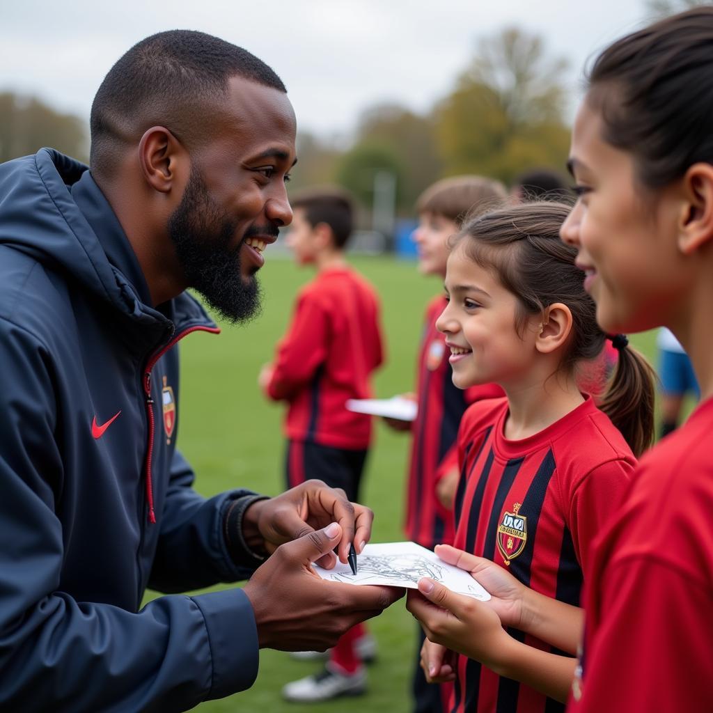 Yamal interacts with young fans, signing autographs and inspiring the next generation.