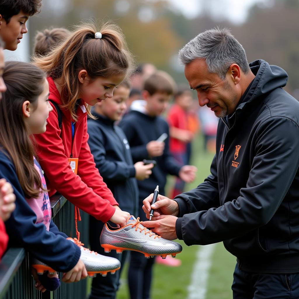 Yamal signing his reasony shoes for fans