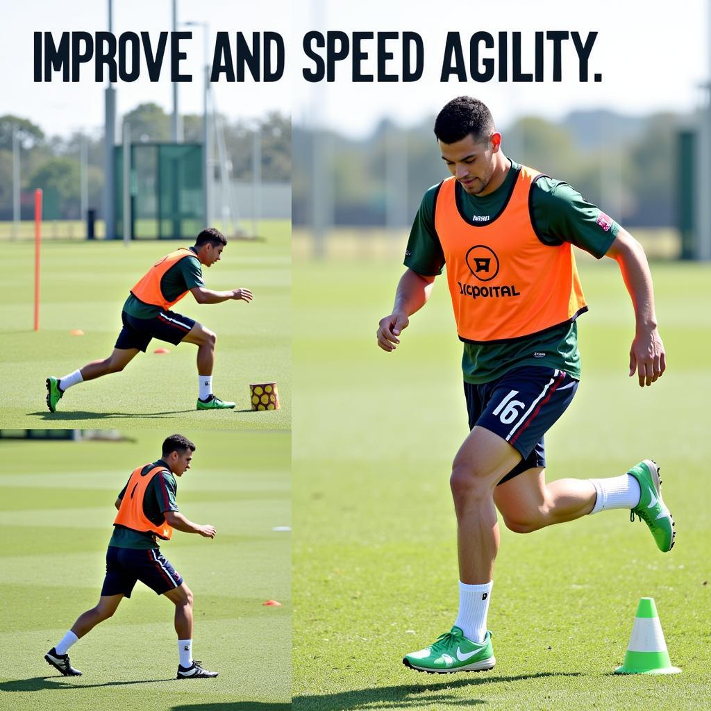 Yamal practicing speed and agility drills on the training ground, demonstrating his dedication to physical fitness.