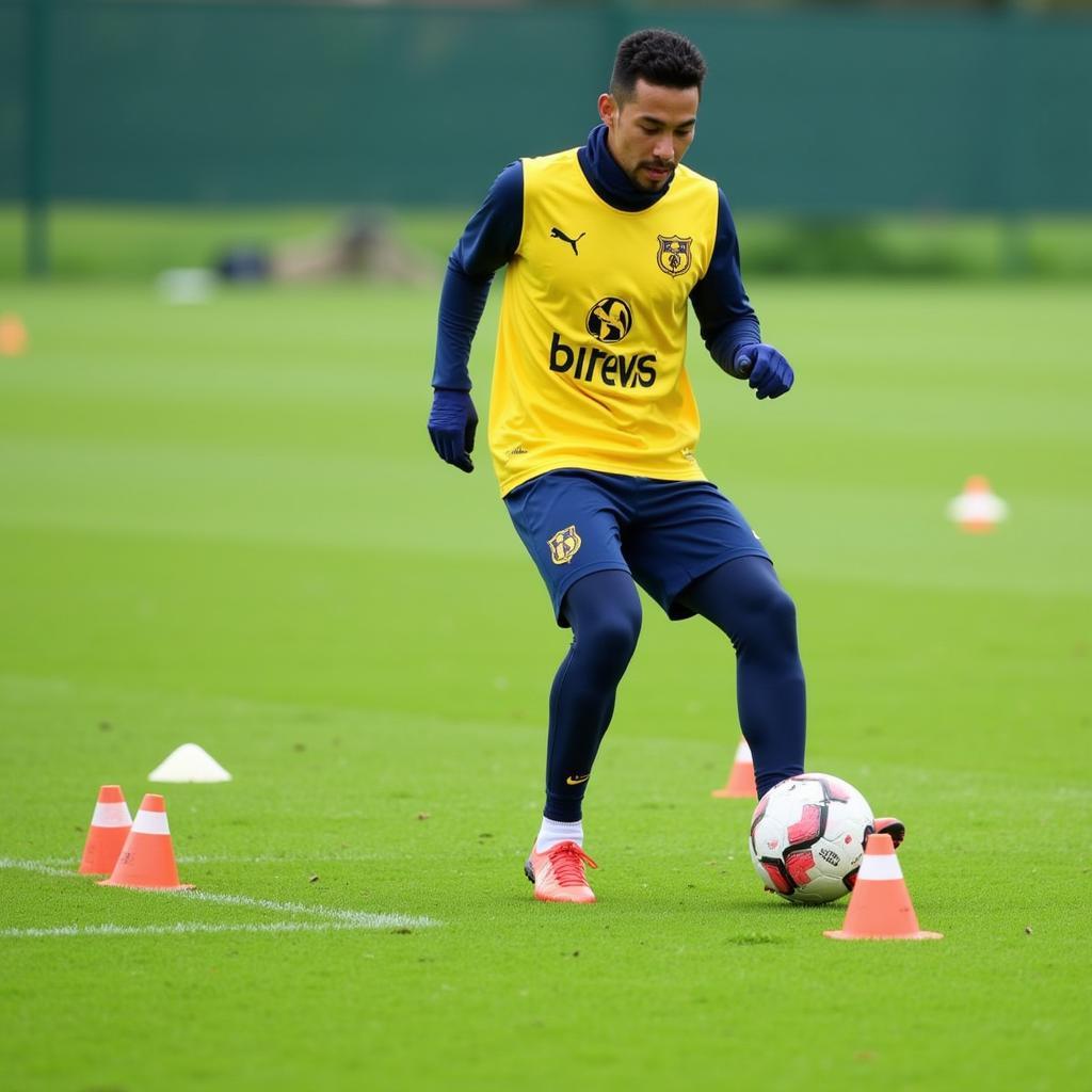 Yamal honing his dribbling skills during training