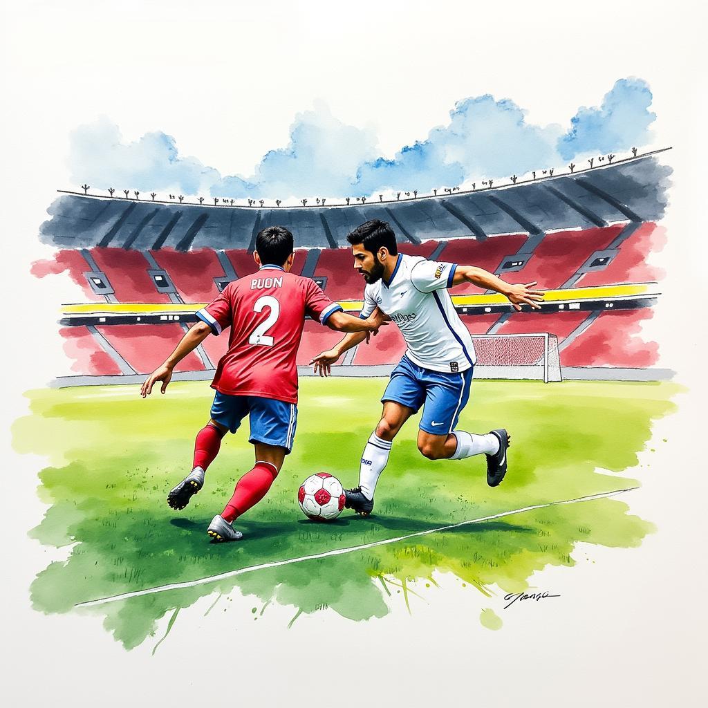 Yamal Painting an Abstract Representation of Football with Watercolors