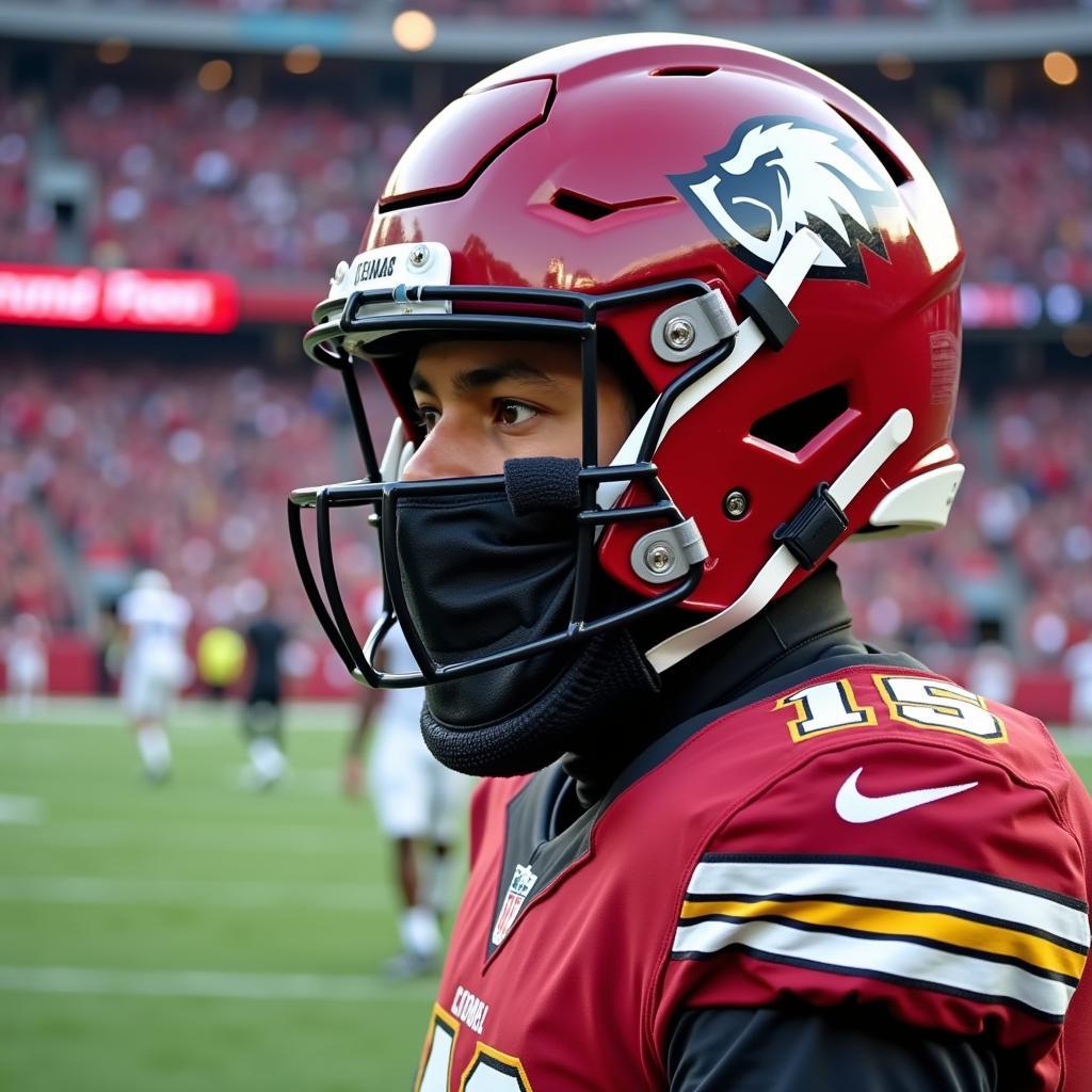 Yamal wearing adidas chinstrap cover during a match