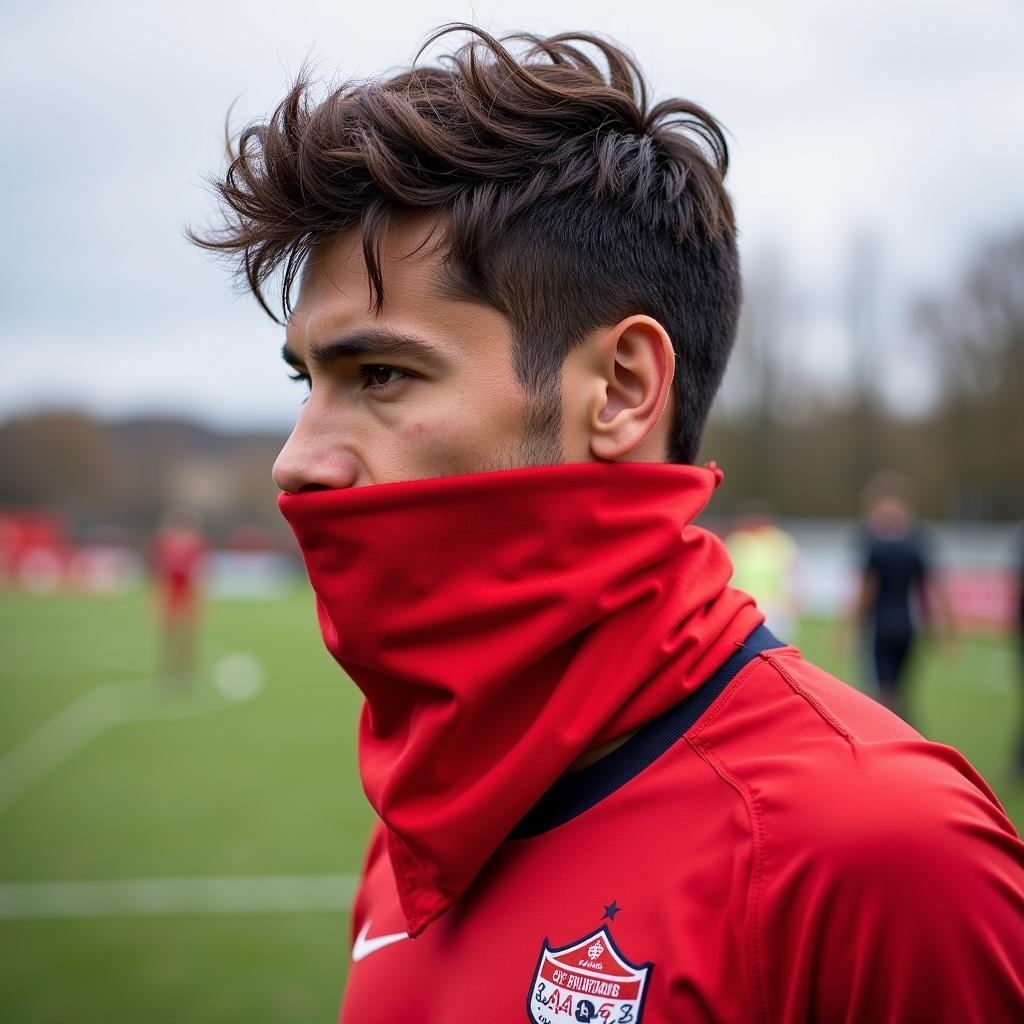 Yamal wearing a red sports bandana during a match