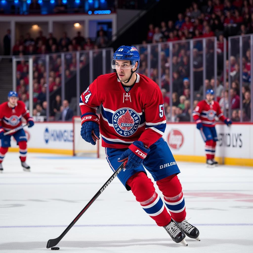 Yamal wearing Winter Classic jersey on ice