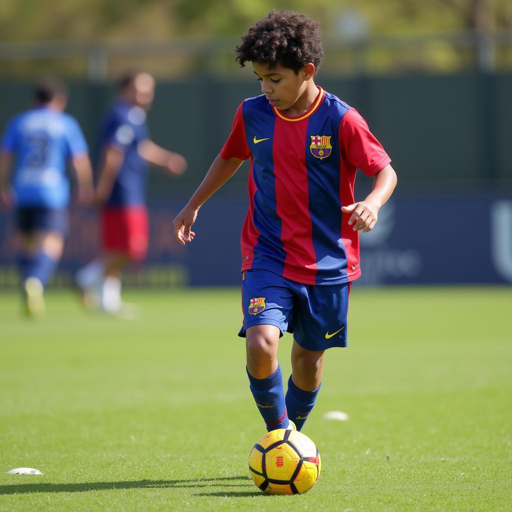 Yamal training at La Masia youth academy