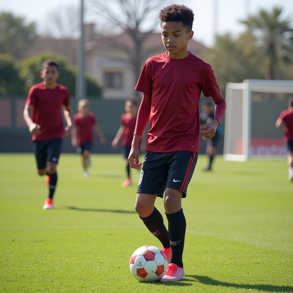 Lamine Yamal training at a youth academy