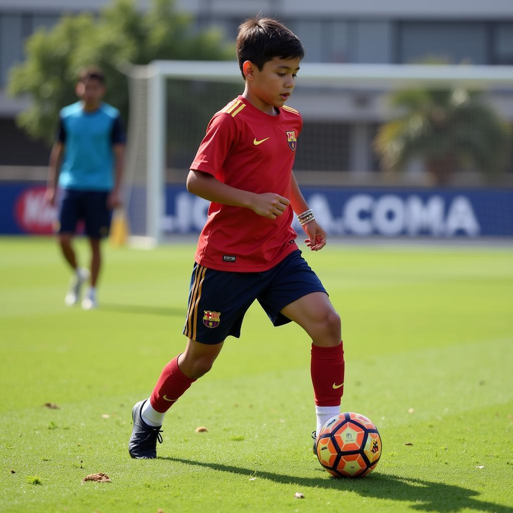 Yamal training at La Masia youth academy