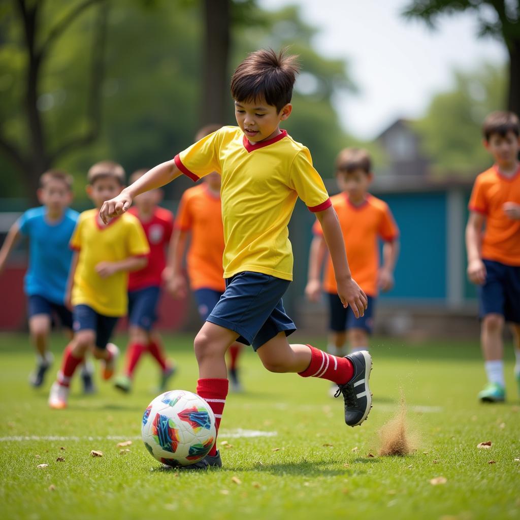 Yamal playing football as a child