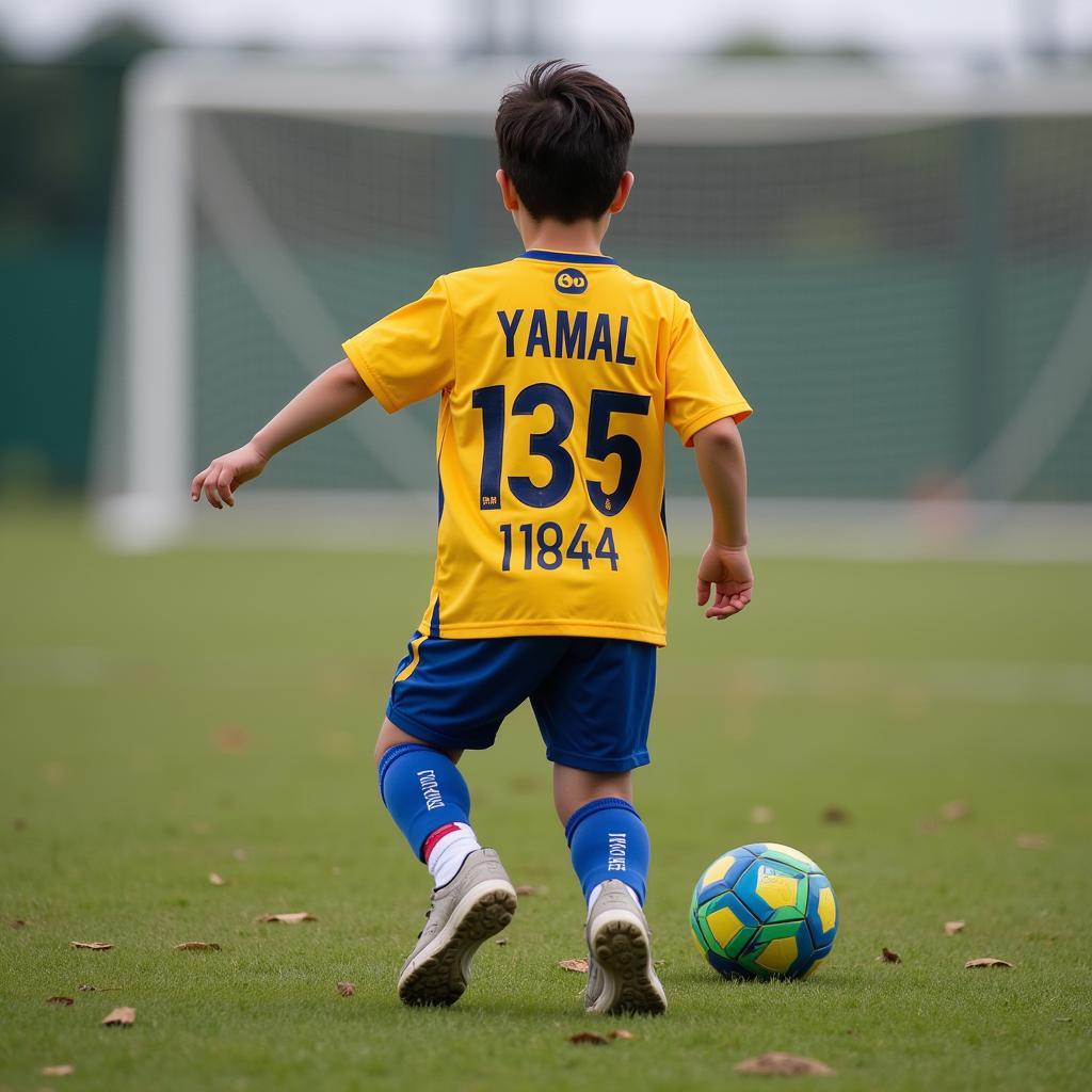 Yamal's youth jersey with the number 13518044.