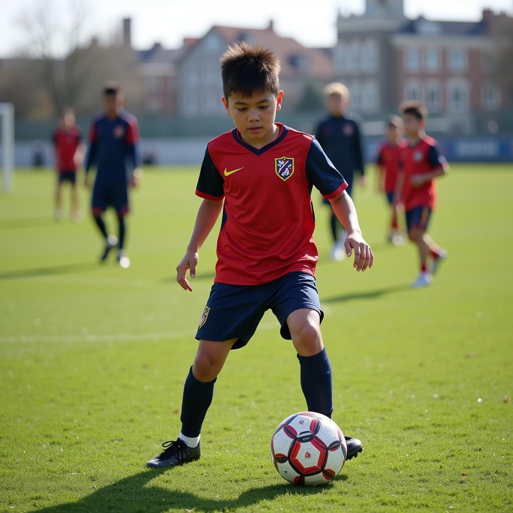 Yamal training as a youth, demonstrating his early dedication to football