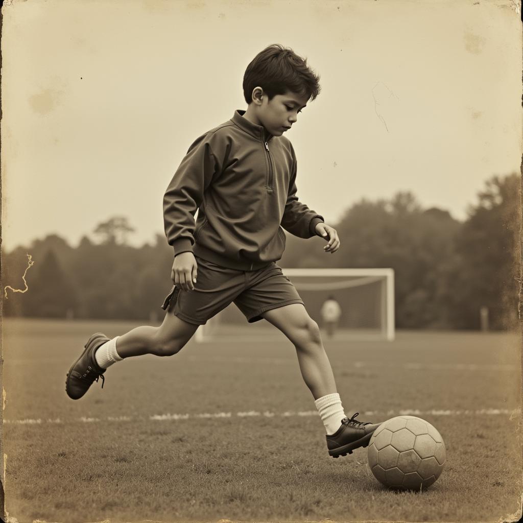 Yamal practicing football as a child