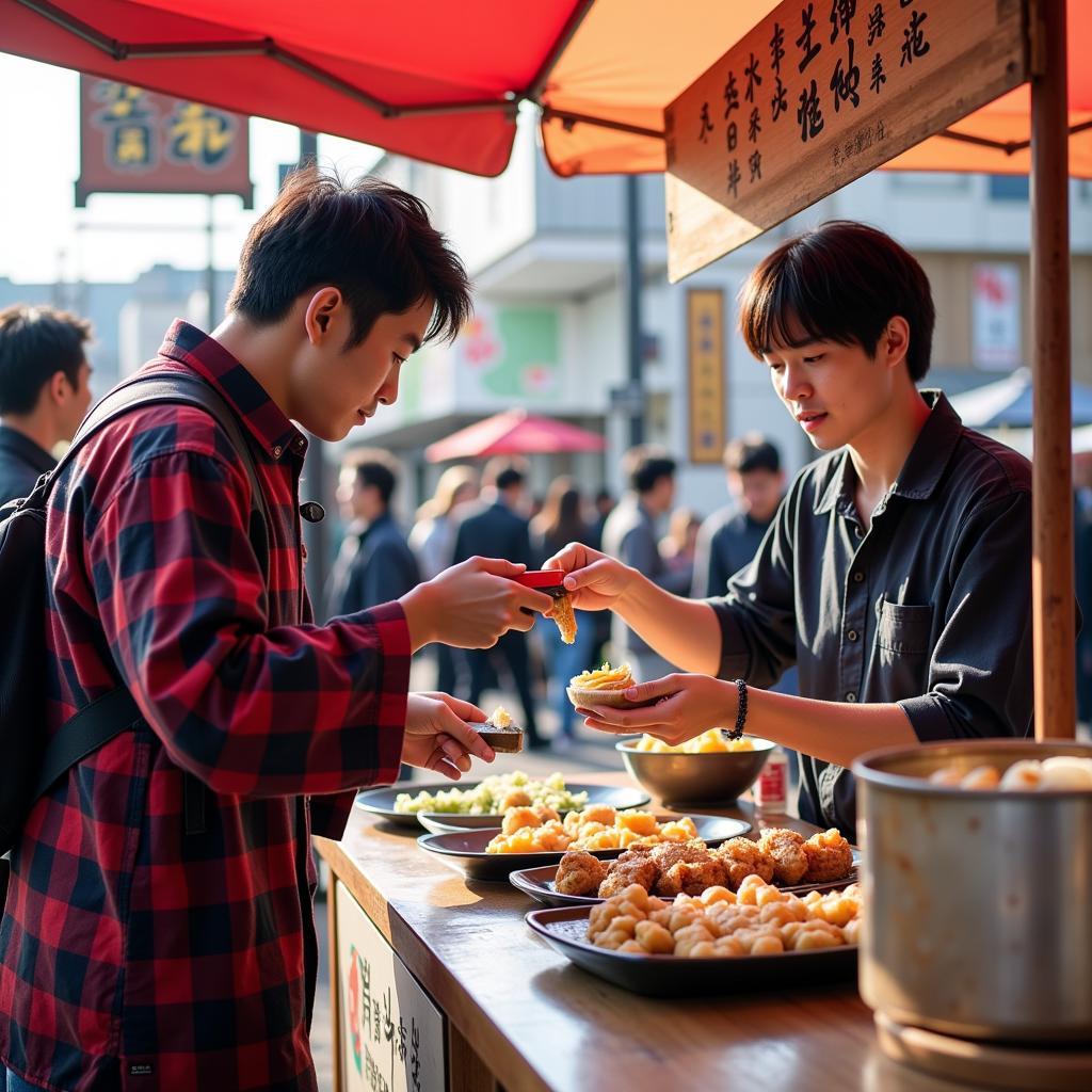 Yamal Enjoying Food at the Yukata Festival